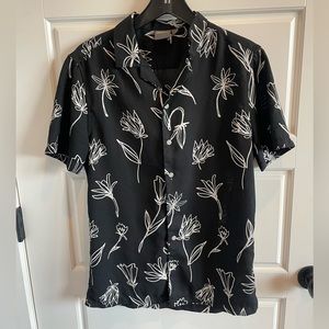 ASOS Men’s Floral Button Down Shirt | Black + White